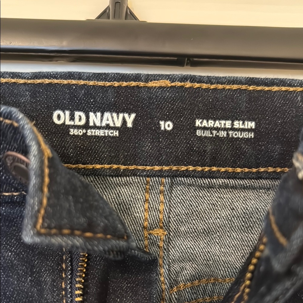 Old Navy Boys Karate Slim Blue Jeans with Contrast Stitching size 10 kids